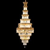Traditional 35X83 Inch Big Foyer Lighting Cascading French Empire Brass and Crystal Chandelier